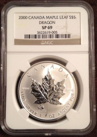 2000 $5 Canada Maple Leaf With Dragon Privy Ngc Sp69 photo