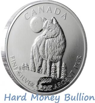 2011 1 Oz Silver Timber Wolf Canadian Wildlife Series $5 Canada Coin Bu No Spots photo