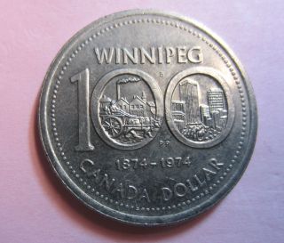 1974 $1 Winnipeg Canada Dollar Centennial Coin photo