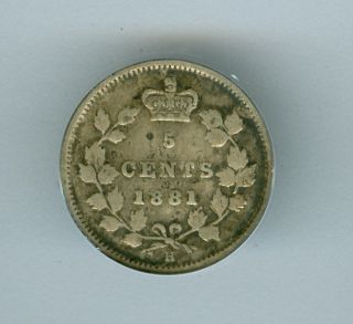 1881 - H Canada 5 Cents Fine Plus. photo