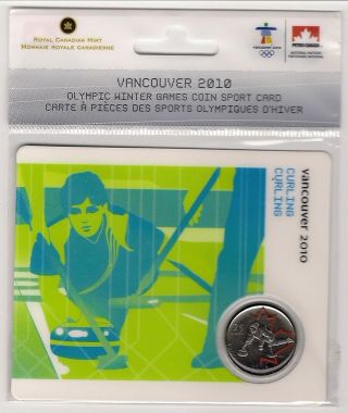 Rare Colour 2007 Curling Quarter 25 Cents Coin (coin Card 1/15) - Canada photo