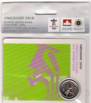 Rare Colour 2008 Freestyle Skiing Quarter 25 Cents (coin Card 7/15) - Canada photo