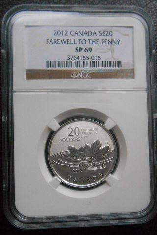 2012 $20 Farewell To The Penny (special Strike) Silver Commemorative Ngc Sp 69 photo