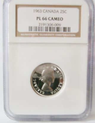 1963 Canada Silver 25 Cents Certified Ngc Pl 66 “cameo” photo