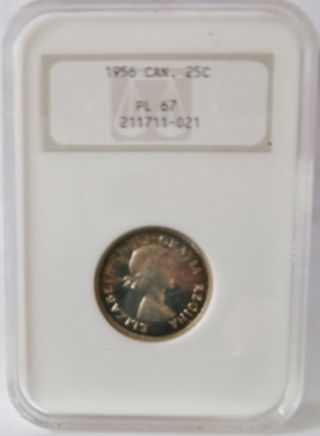 1956 Canada Silver 25 Cents Certified Ngc Pl67 photo
