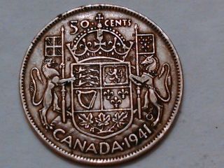 1941 Canada 50 Cents Coin (80% Silver) photo