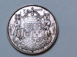 1945 Canada 50 Cents Coin (80% Silver) photo