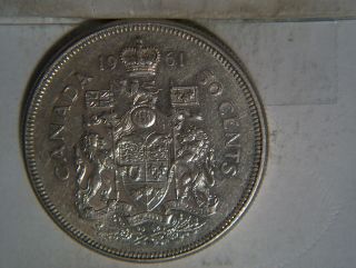1961 Canada Silver 50 Cents About Uncirculated photo