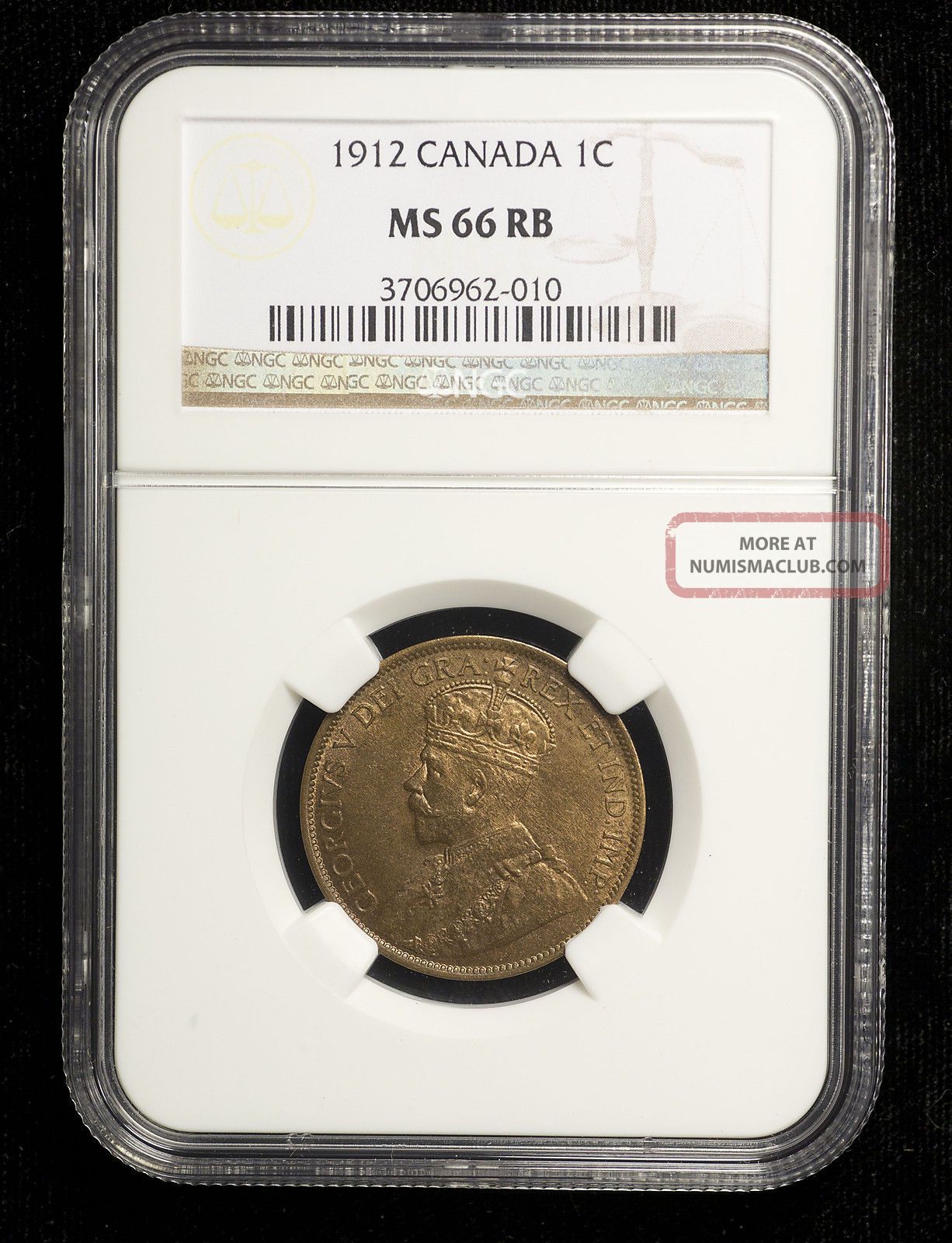 Canada 1912 1 Cent Ngc Ms - 66 Rb Sharp And Lustrous Only 1 Graded Higher Coins: Canada photo