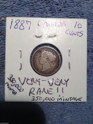 1887 Canada 10 Cent Silver Coin Rare Date And photo