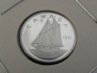 1981 Proof Unc Canadian Canada Bluenose Dime Ten 10 Cent photo