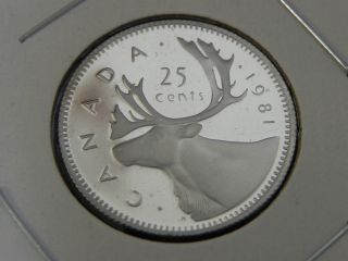1981 Proof Unc Canadian Canada Caribou Quarter Twenty Five 25 Cent photo