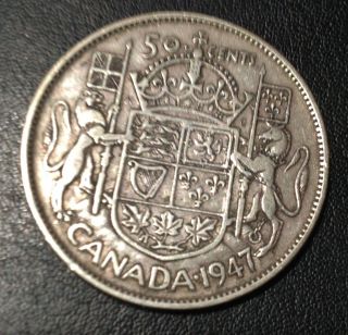1947 Canada C7r Silver 50 Cents Coin photo