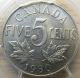 1954 Iccs Ms64 5 Cents Canada Five Nickel Coins: Canada photo 3