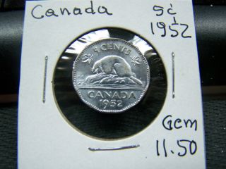 1952 Canada Gem Bu Five Cents L@@k Nr photo