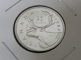 1984 Ms Unc Canadian Canada Caribou Quarter Twenty Five 25 Cent photo