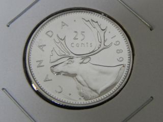 1989 Bu Pl Unc Canadian Canada Caribou Quarter Twenty Five 25 Cent photo