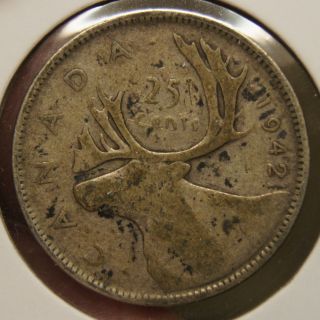 Canada - 1942 - 25 Cents - Vg -.  800 Silver &.  150 Oz Asw photo