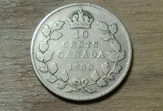 1930 Canada 10 Cents Sharp Lower Mintage Coin Strike (can - 30) photo
