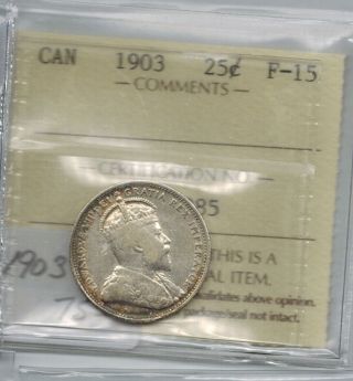 Canada 1903 25 Cents Quarter Iccs F 15 photo