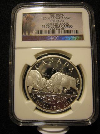 2014 $20 Bison - The Fight Dc (proof) Silver Commemorative photo