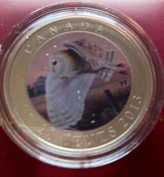 2013 Barn Owl:birds Of Canda Coin Series: Quarter / 25 Cent photo