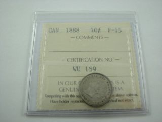 1888 Canada 10 Cents F 15 Iccs photo