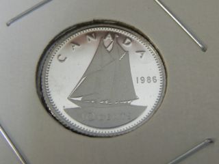 1986 Proof Unc Canadian Canada Bluenose Dime Ten 10 Cent photo