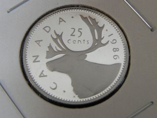 1986 Proof Unc Canadian Canada Caribou Quarter Twenty Five 25 Cent photo