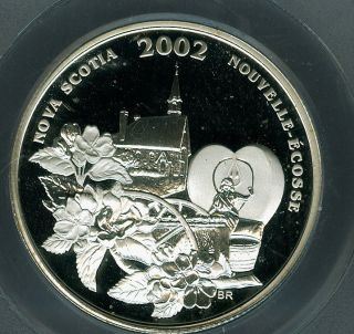 2002 Canada N.  S.  Silver 50 Cents Pcgs Pr69 Ultra Heavy Cameo Finest Spotting photo
