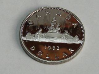 1983 CANADA VOYAGEUR PROOF ONE DOLLAR HEAVY CAMEO COIN 