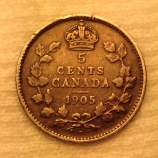 1905 5 Cents,  Canadian Silver Coin photo