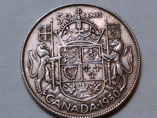 1950 Canada 50 Cents Coin (80% Silver) photo