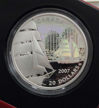 2007 Canada 9999 Silver $20 Dollars Tall Ship Hologram Brigantine 1 Troy Oz. photo