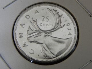 1974 Specimen Unc Canadian Canada Caribou Quarter Twenty Five 25 Cents photo