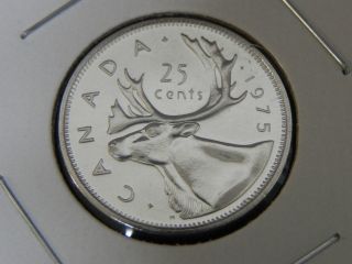 1975 Specimen Unc Canadian Canada Caribou Quarter Twenty Five 25 Cents photo