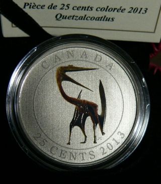 2013 Canada Glow - In - The - Dark Dinosaur 25 - Cent Colored Coin - Quetzalcoatlus photo