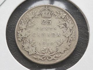 1919 Canada 25 Cents.  925 Silver Coin D1541 photo