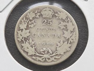 1919 Canada 25 Cents.  925 Silver Coin D1542 photo