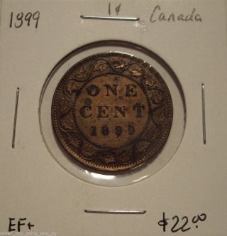 Canada Victoria 1899 Large Cent - Ef+ photo