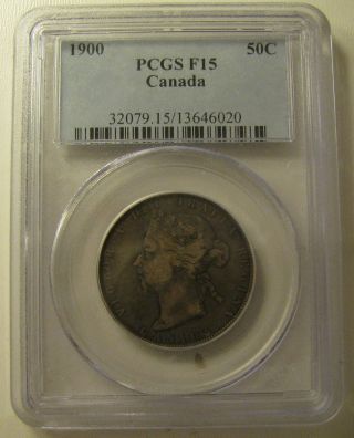 1900 Pcgs F15 50 Cents Canada Fifty Half Dollar Silver photo
