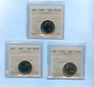 1975,  1981,  1982 Canada Twenty - Five Cents Pl Coin photo