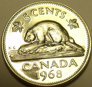 Proof Canada 1968 5 Cents Beaver Nickel photo