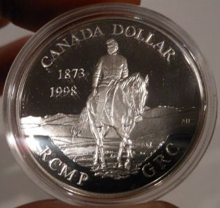 1998 Sterling Silver Proof Dollar Rcmp - Grc Celebrating 125 Years Rcm Canada photo