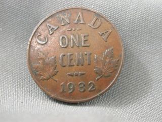 1932 Canadian Canada Penny One Cent Coin $0.  01 photo