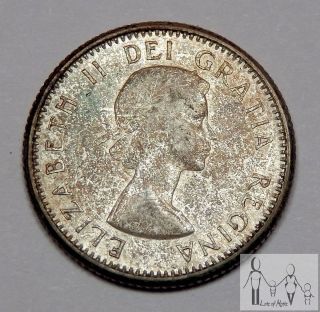 1962 Gem Bu Unc Canada Elizabeth Ii 2nd Toned Silver 10 Cents Canadian Coin. photo