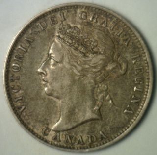 1892 Canadian Silver 25 Cent Quarter Coin Victoria Canada Extra Fine Xf photo