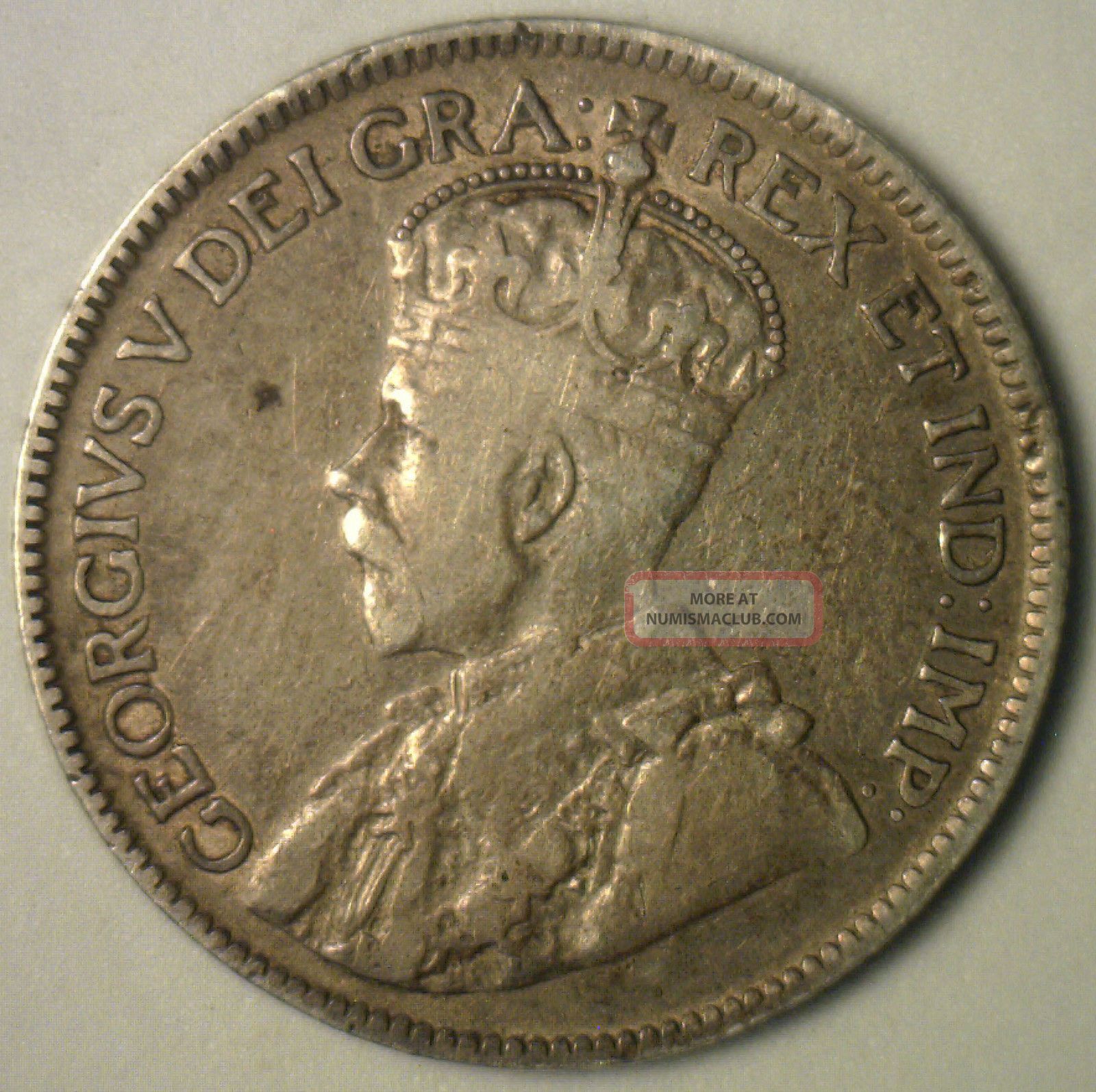 1919 Canadian Silver 25 Cent Quarter Coin Victoria Canada Very Good
