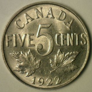 1922 Canadian Nickel 5 Cents Coin Five Cent George V Canada Type Coin Au photo
