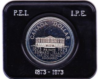 1973 Canadian Dollar Prince Edward Isle Nickel Unc With Case Cameo photo